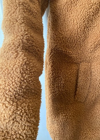 Kahverengi Midi Kadın Peluş Kaban - Görsel 4