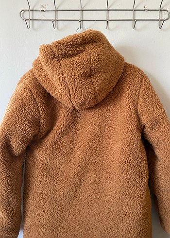 Kahverengi Midi Kadın Peluş Kaban - Görsel 6