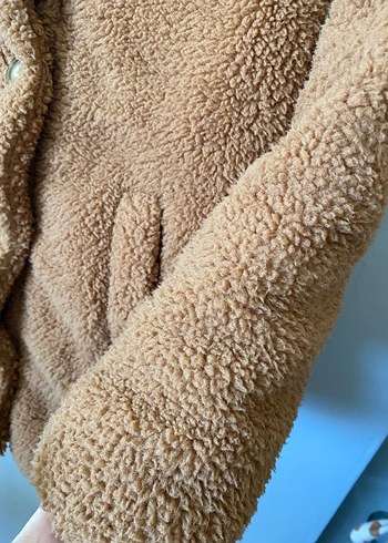 Kahverengi Midi Kadın Peluş Kaban - Görsel 3