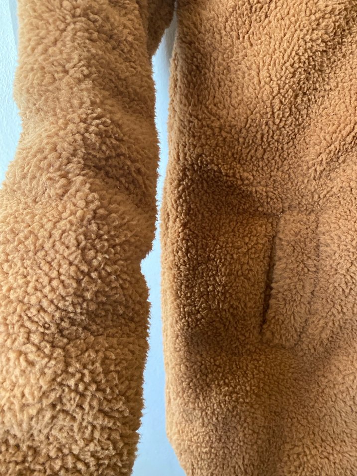 Kahverengi Midi Kadın Peluş Kaban - Görsel 4