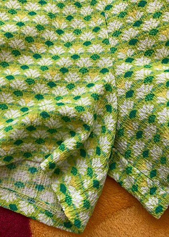 11-12 yaş kız çocuk Düğmeli Yeşil Bohem Kısa Tulum - Görsel 6