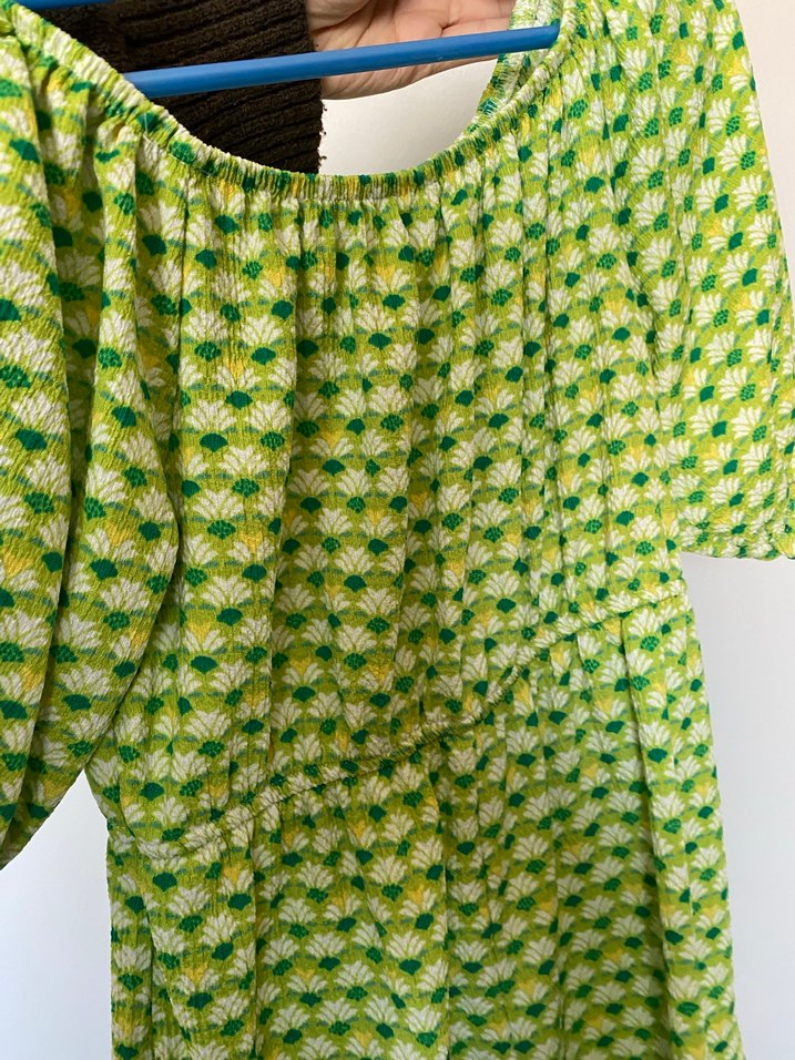 11-12 yaş kız çocuk Düğmeli Yeşil Bohem Kısa Tulum - Görsel 5