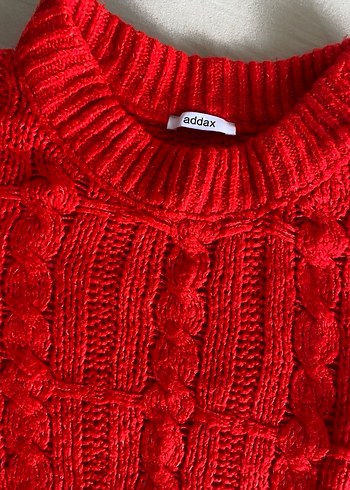 Kırmızı Örgü Kadın Kazak - Görsel 4