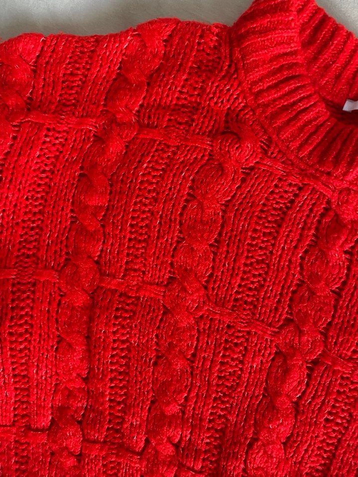 Kırmızı Örgü Kadın Kazak - Görsel 5