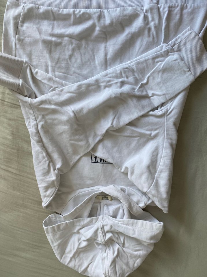 Beyaz Pamuklu Kapüşonlu Sweatshirt - Görsel 5