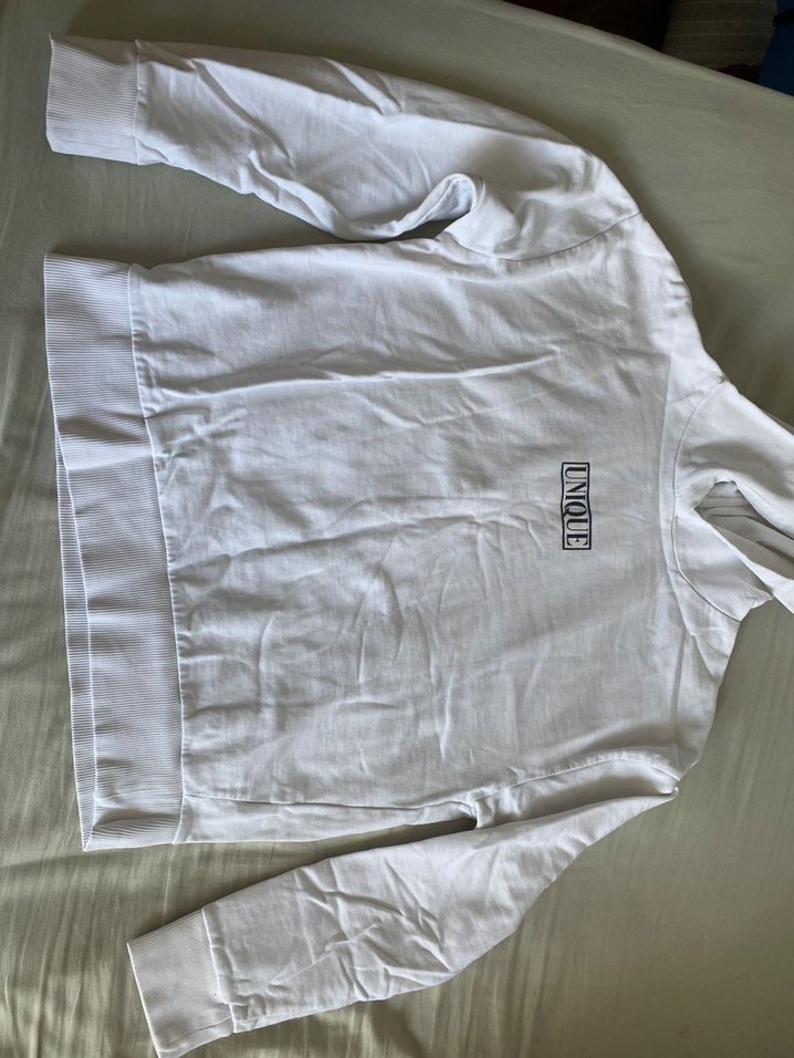 Beyaz Pamuklu Kapüşonlu Sweatshirt - Görsel 2