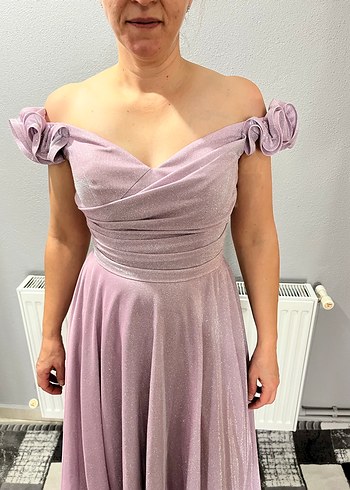 Kadın Lila Uzun Abiye Elbise - Görsel 3