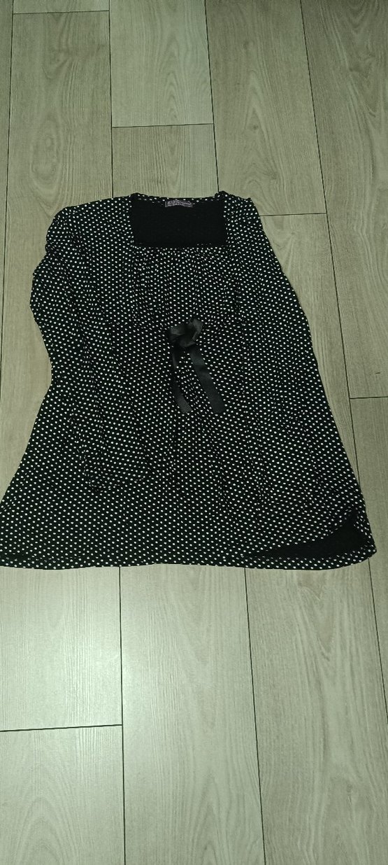 Puantiye Desenli Siyah Hamile Tunik - Görsel 2