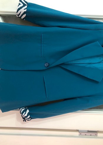 Turkuaz Düğmeli Kadın Blazer Ceket