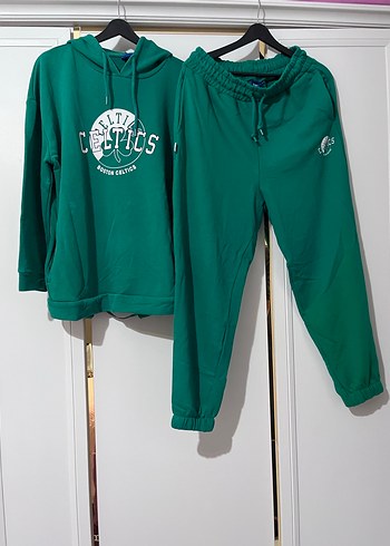 Koyu Yeşil Kadın Oversize Sweatshirt ve Eşofman Takımı