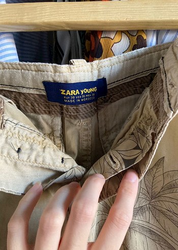 Zara Bej Relaxed Fit Midi/Bermuda Şort - Görsel 3