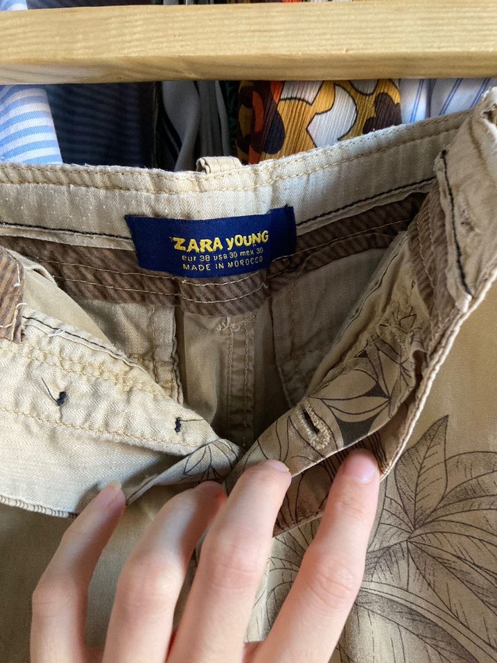 Zara Bej Relaxed Fit Midi/Bermuda Şort - Görsel 3