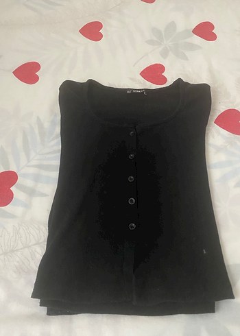 Düğmeli Siyah Kadın Gömlek - Görsel 3