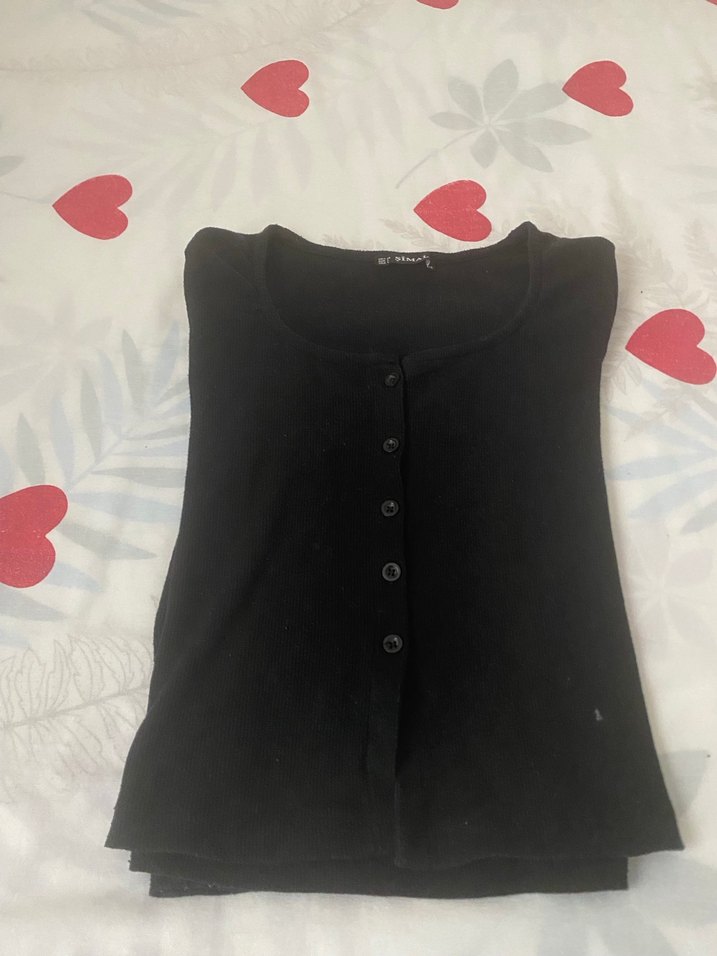 Düğmeli Siyah Kadın Gömlek - Görsel 3