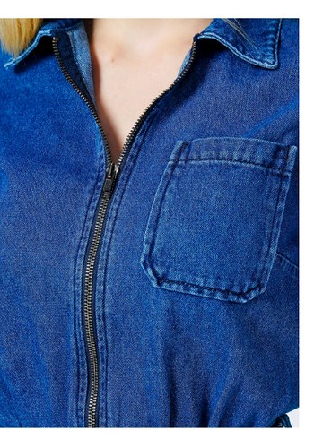 Aeropostale Kısa Kollu Lacivert Denim Tulum - Görsel 3