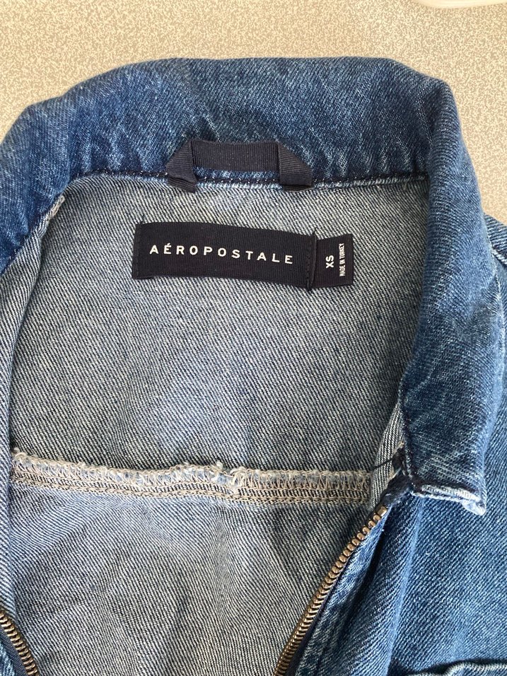 Aeropostale Kısa Kollu Lacivert Denim Tulum - Görsel 5