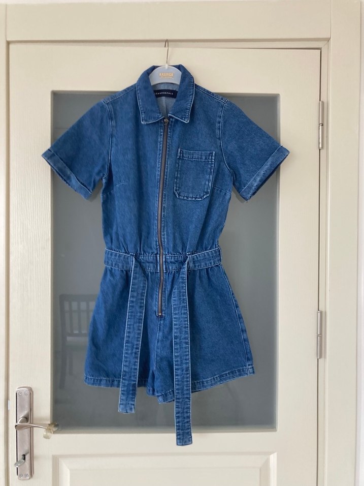 Aeropostale Kısa Kollu Lacivert Denim Tulum - Görsel 4