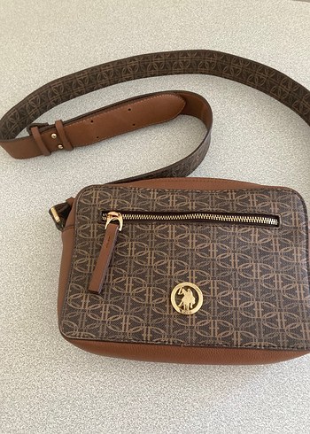 US Polo Kahverengi Baskılı Kadın Çanta.Orjinaldir Boynerden - Görsel 2