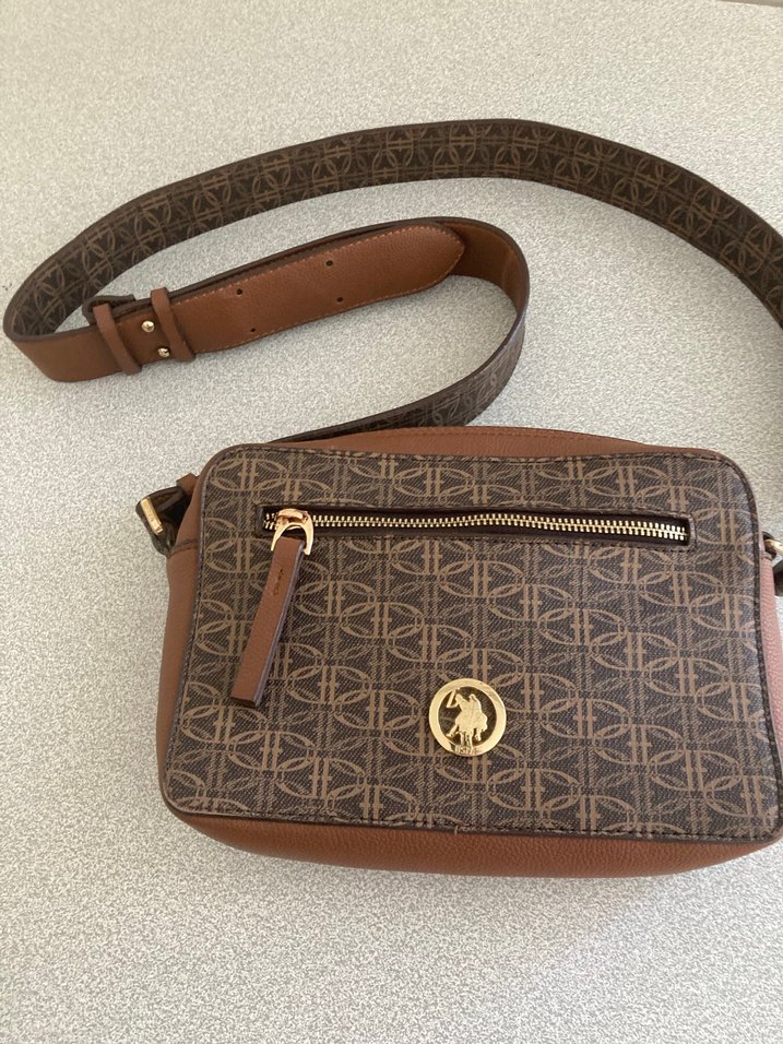 US Polo Kahverengi Baskılı Kadın Çanta.Orjinaldir Boynerden - Görsel 2