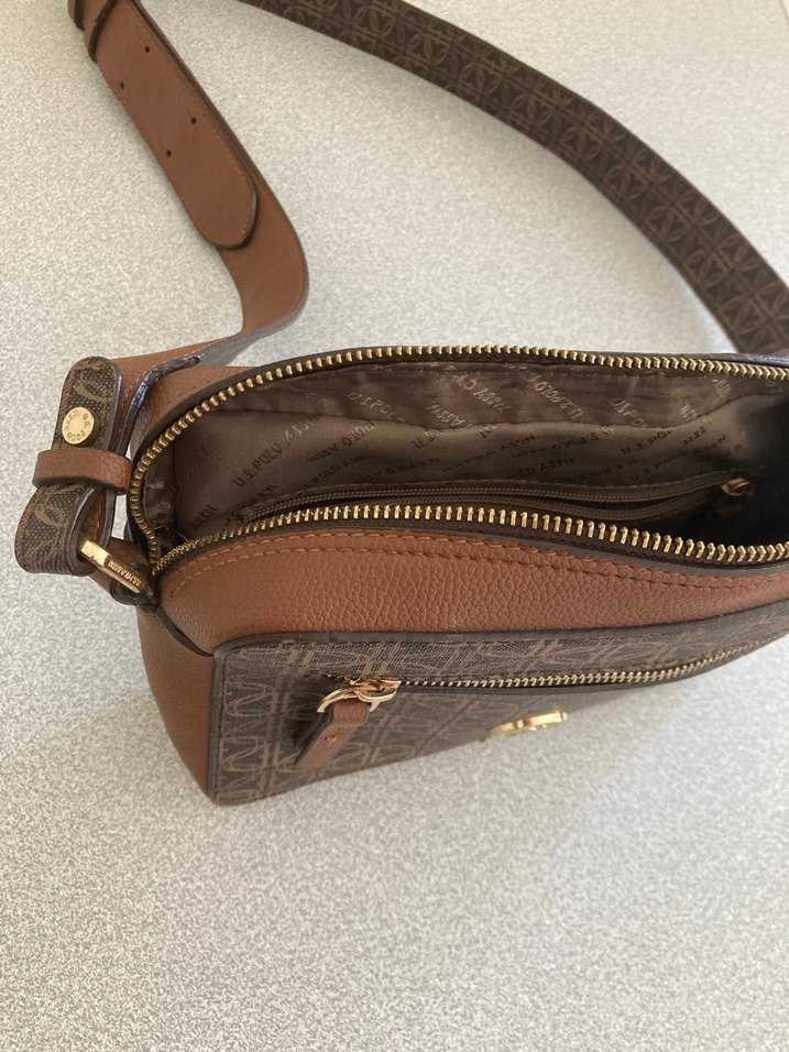 US Polo Kahverengi Baskılı Kadın Çanta.Orjinaldir Boynerden - Görsel 4