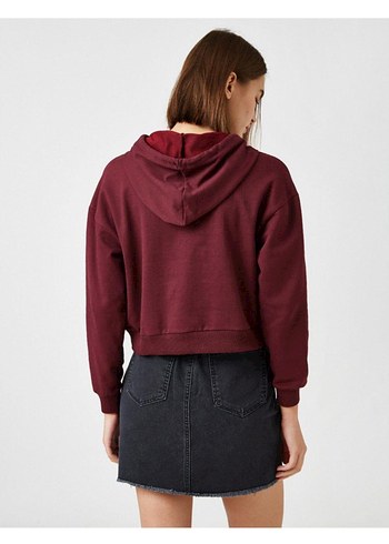 Bordo Kapüşonlu Sweatshirt - Görsel 3