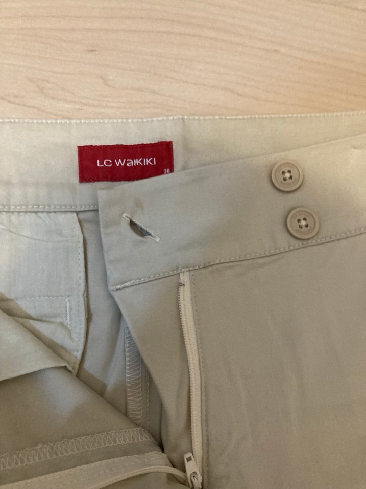 Bej Midi Kadın Kumaş Pantolon - Görsel 4