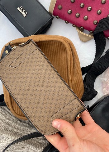 Fermuarlı Kahverengi Telefon koyulabilir kulplu cüzdan