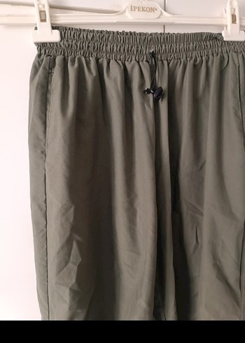 m Beden haki Renk Kadın Keten Gri Kemerli Bol Pantolon
