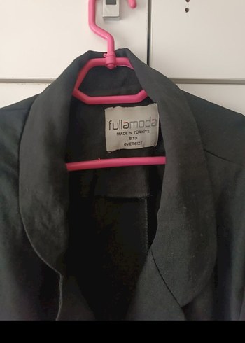 universal Beden Siyah Keten Düğmeli Kadın Blazer Ceket