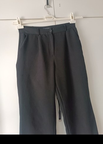 Trendyol & Milla Gri Keten Kumaş Beli Kemerli Kadın Pantolon