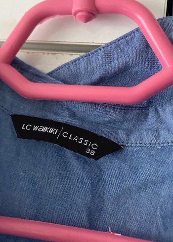 38 Beden mavi Renk Mavi Nakışlı Uzun Kollu Denim Gömlek