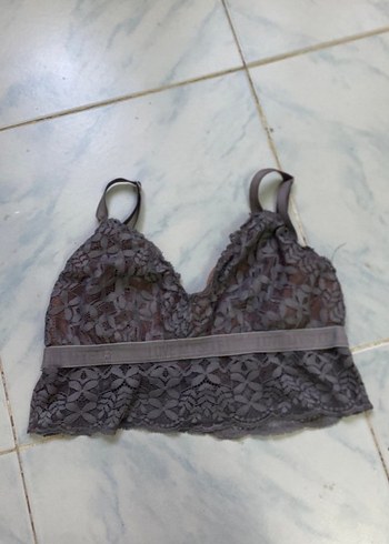 Penti Gri Dantel Bohem Bralet