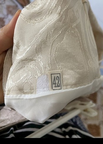 Bej Parıltılı Keten Pileli Mini Hamile Eteği - Görsel 4