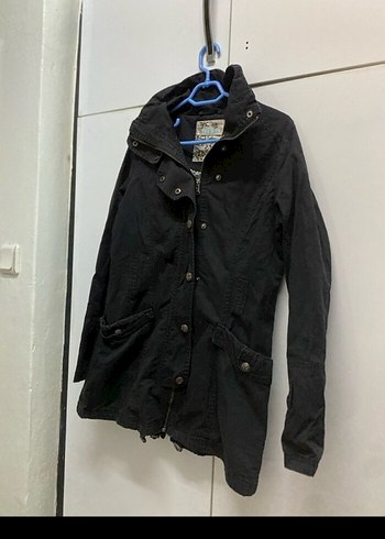 Diğer Düğmeli Siyah Denim Kadın Ceket