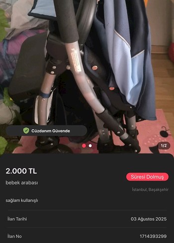 Sağlam Kullanışlı Gri Bebek Arabası