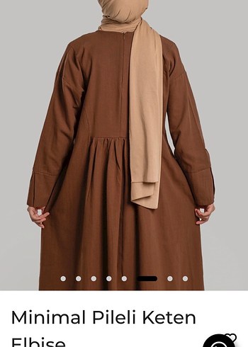 Kadın Kahverengi Minimal Pileli Keten Uzun Elbise - Görsel 5