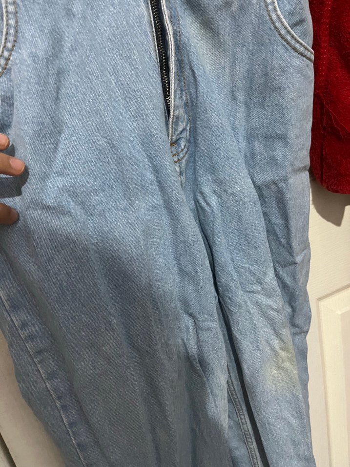 Düğmeli Denim uzun Tulum - Görsel 3