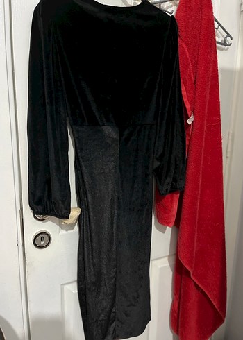 Uzun Kollu Siyah Drapeli Gotik Abiye Elbise - Görsel 3