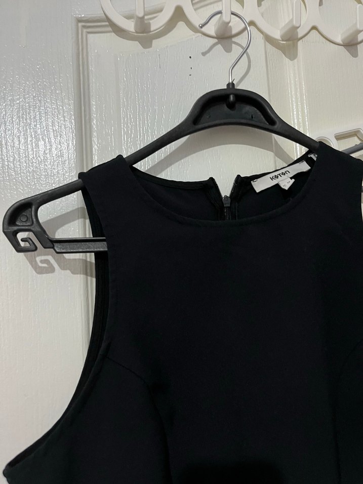 Siyah Yüksek Yakalı Midi Kadın Elbise - Görsel 2