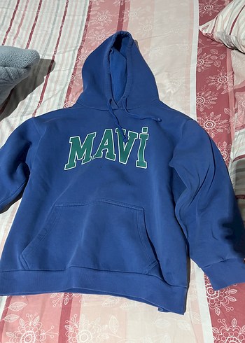 Mavi Kapüşonlu Kadın Sweatshirt