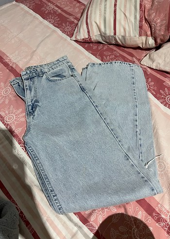 Kadın Mavi Tie-Dye Loose Fit Midi Jean