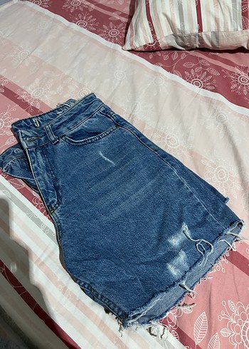 Kadın Açık Mavi Bol Kesim Mini Kot Şort