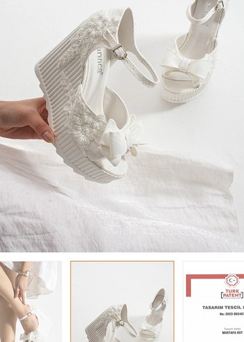 Beyaz Nakışlı Dantel Dolgu Topuklu Kadın Ayakkabı - Görsel 2