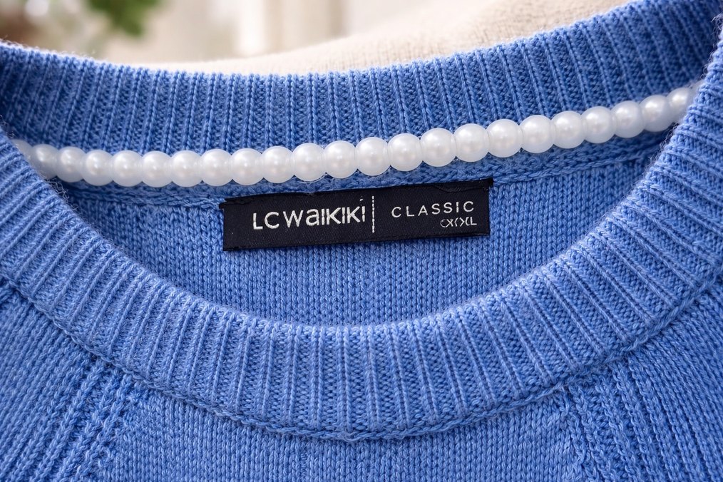 Mavi Örgü Kadın Kazak LC WAIKIKI - Görsel 3