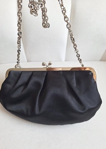 Gri Zincir Detaylı Siyah Kadın El Çantası - Görsel 4