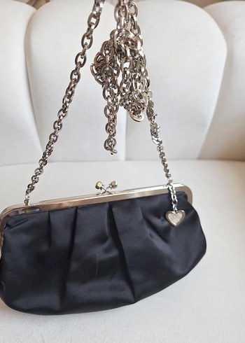 Gri Zincir Detaylı Siyah Kadın El Çantası - Görsel 3