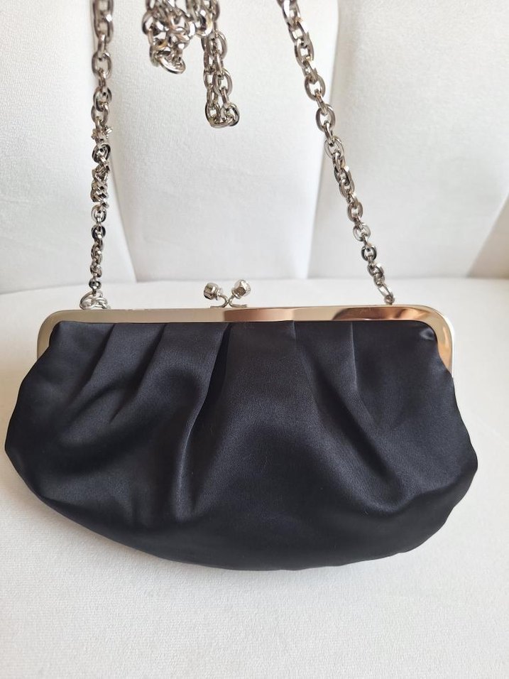 Gri Zincir Detaylı Siyah Kadın El Çantası - Görsel 4