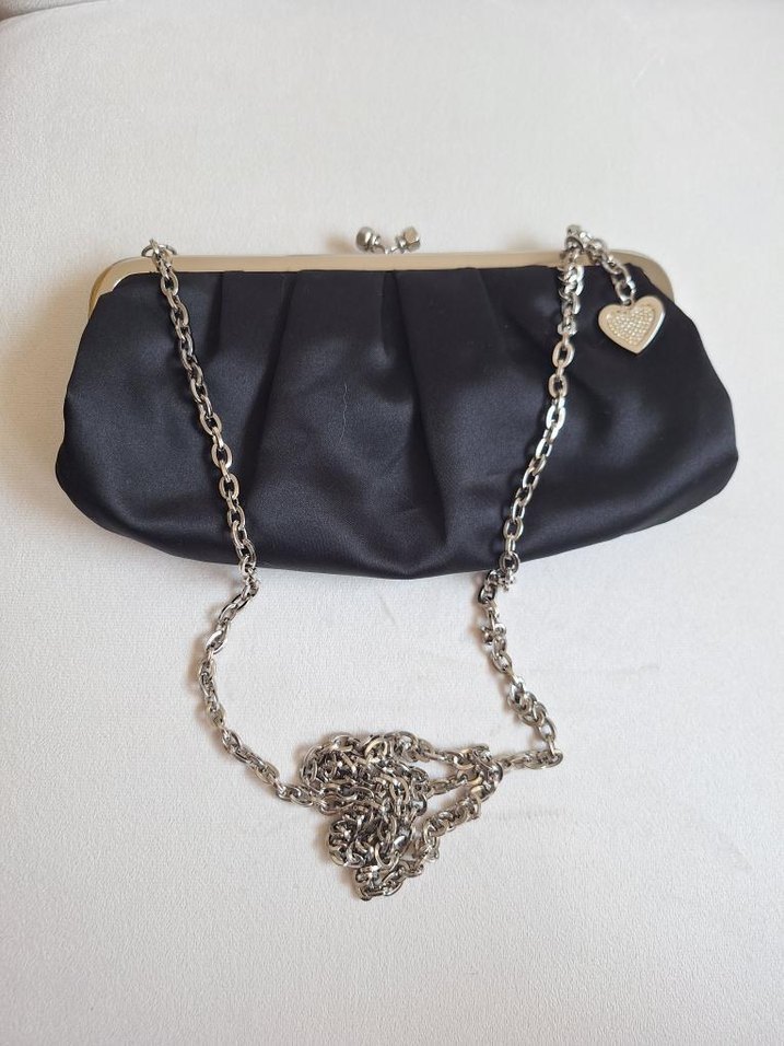 Gri Zincir Detaylı Siyah Kadın El Çantası - Görsel 5