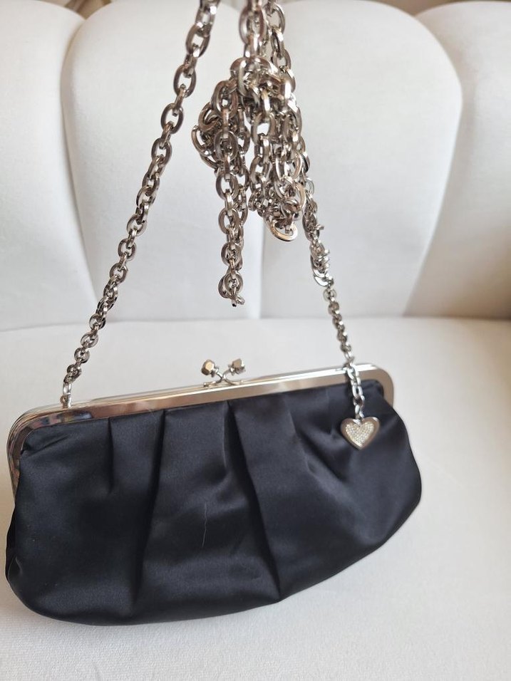 Gri Zincir Detaylı Siyah Kadın El Çantası - Görsel 3