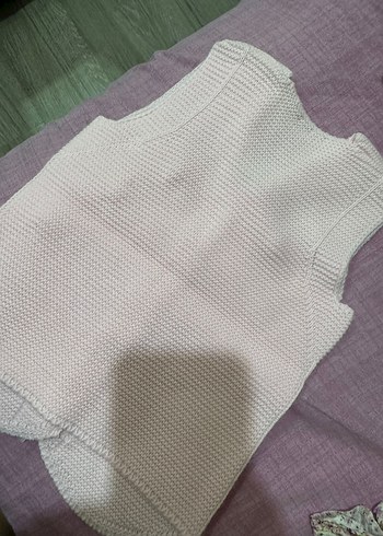 Standart Beden Beden pembe Renk Kız Çocuk Pembe Düğmeli Kolsuz Triko Yelek